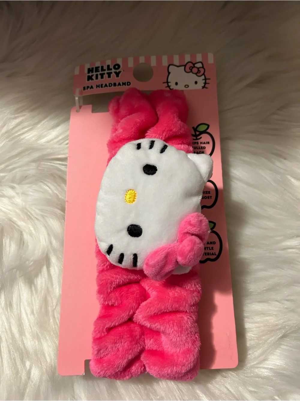 Hello Kitty White & Bright Pink Plush Eye Mask and Headband Set